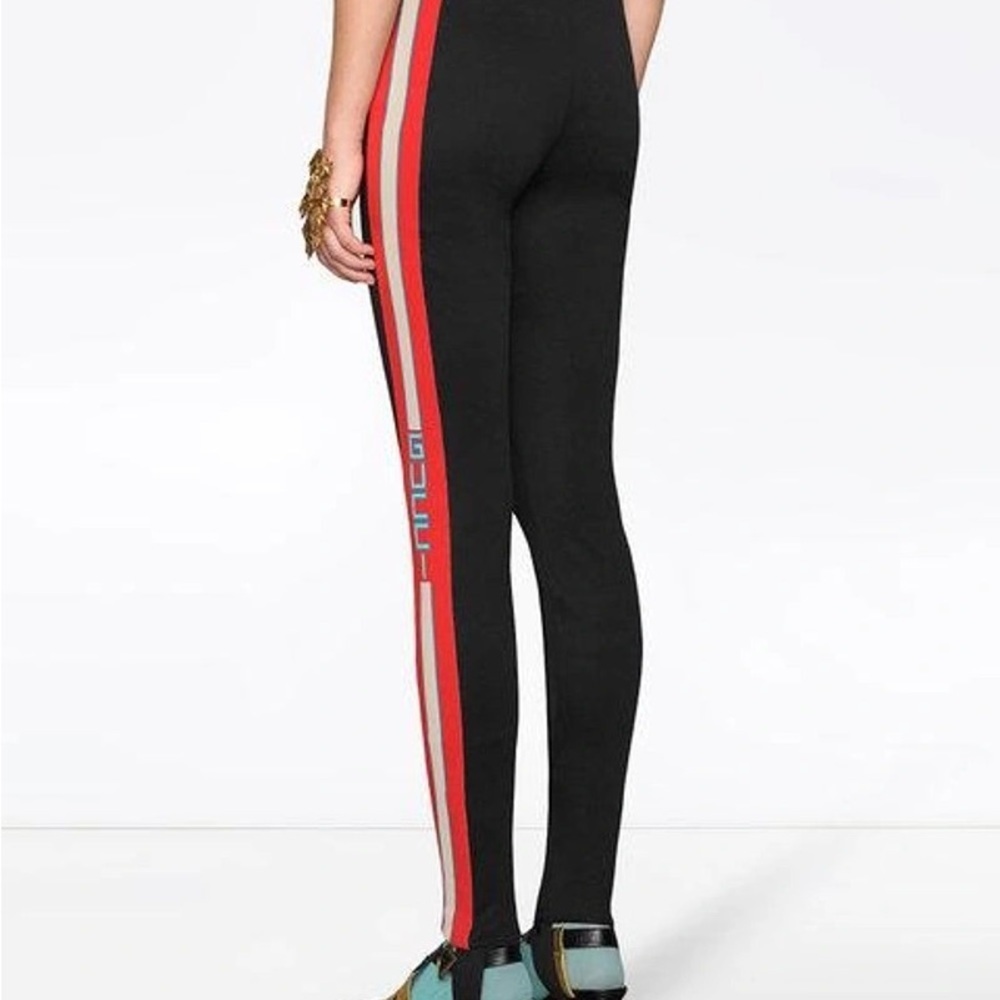 GUCCI Technical Jersey Stirrup Leggings w/ Logo - Picture 5 of 12